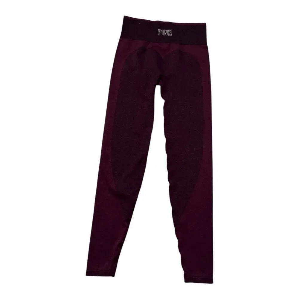 Victoria's Secret Pink Womens Seamless Leggings Purple Size Small Two-Tone Booty